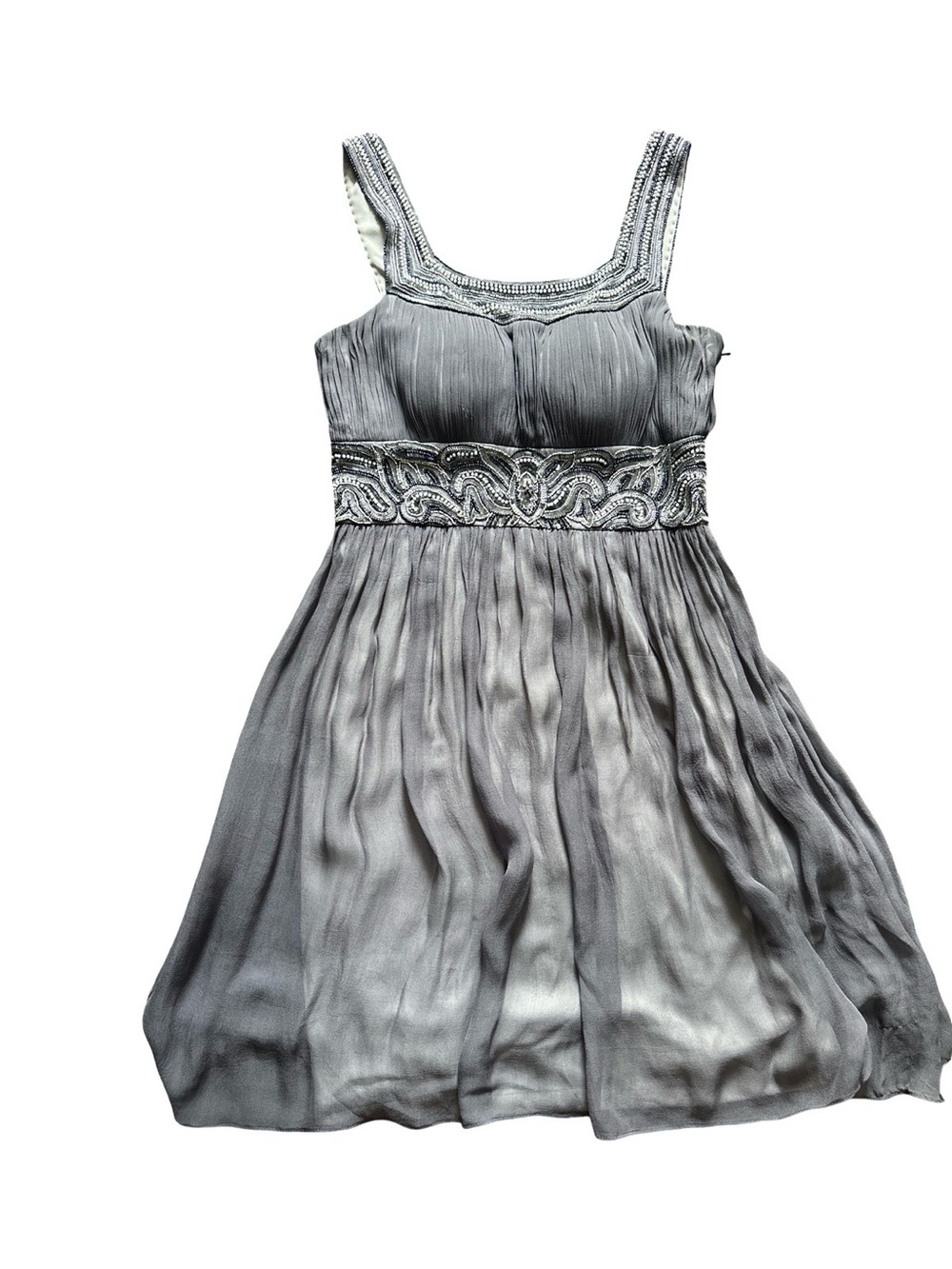 Silk Silver Embellished Cocktail Dress